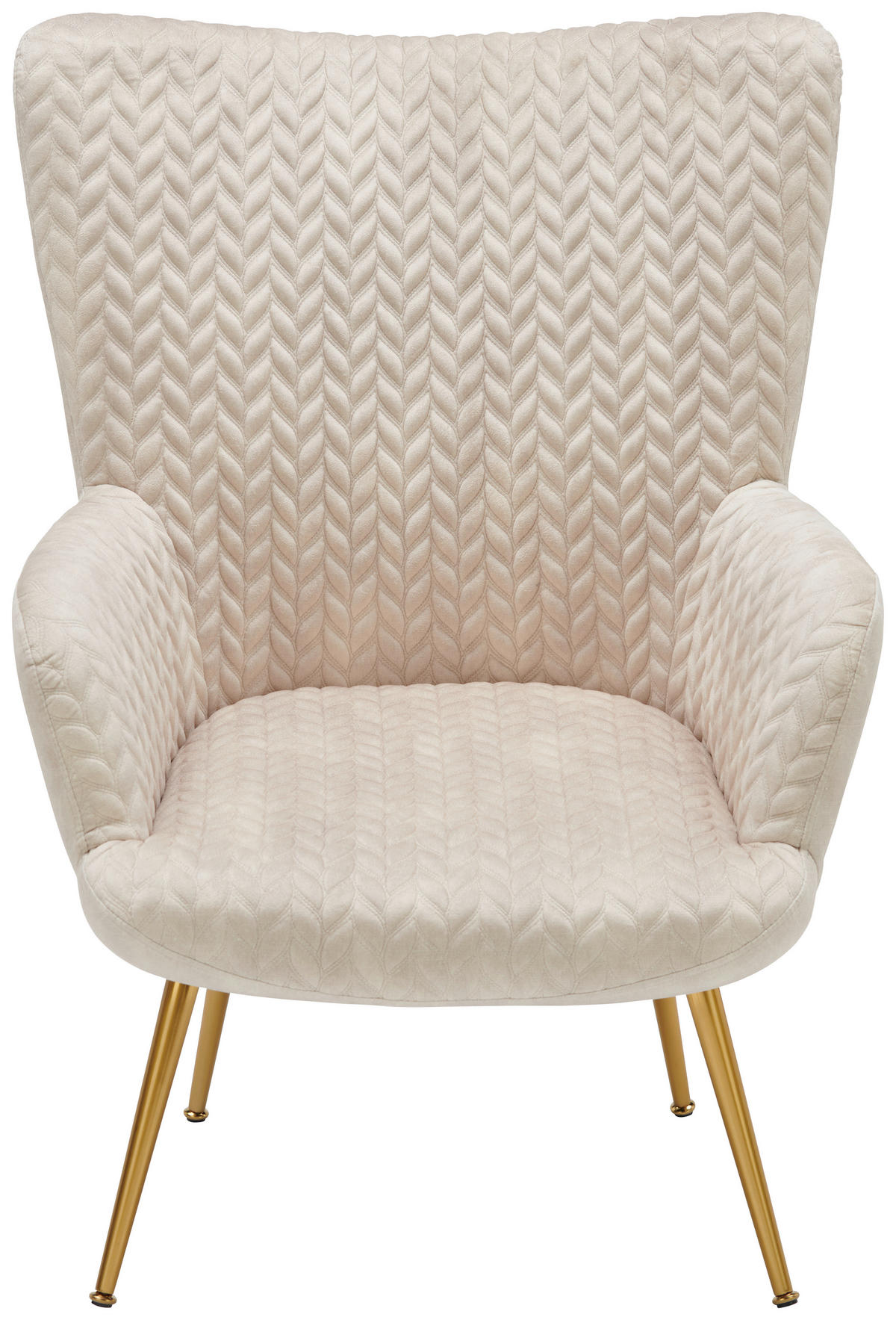 KRESLO UŠIAK, kov, textil, béžová - zlatá/béžová, Design, kov/textil (74/96/83cm) - Ambia Home