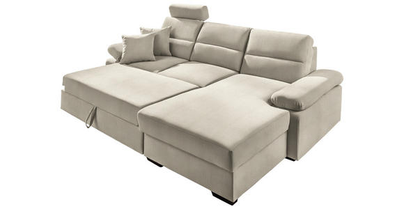 ECKSOFA in Webstoff Beige  - Dunkelbraun/Beige, KONVENTIONELL, Kunststoff/Textil (258/166cm) - Cantus