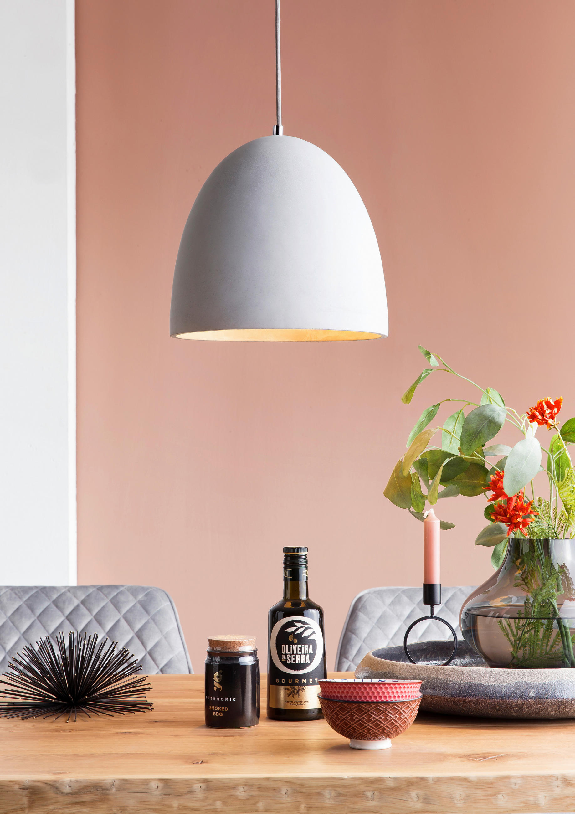 HÄNGELEUCHTE 30/120/30 cm  - Grau, Design, Stein/Metall (30/120/30cm) - P & B