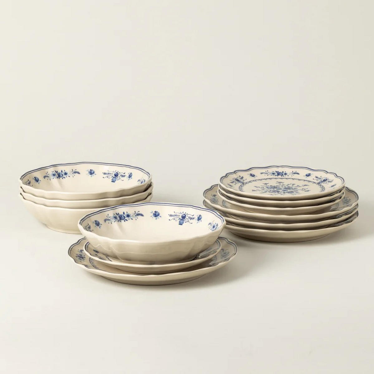 KOMBISERVICE Blau, Beige VILA 12-teilig 4 Personen  - Blau/Beige, Basics, Keramik - Costa Nova