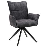 ARMLEHNSTUHL  in Eisen Samt  - Dunkelgrau/Schwarz, Design, Textil/Metall (62/92/66cm) - Hom`in