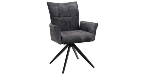 ARMLEHNSTUHL  Stoffauswahl, Sitzfläche 360° drehbar, inklusive Armlehnen Samt  - Dunkelgrau/Schwarz, Design, Textil/Metall (62/92/66cm) - Hom`in