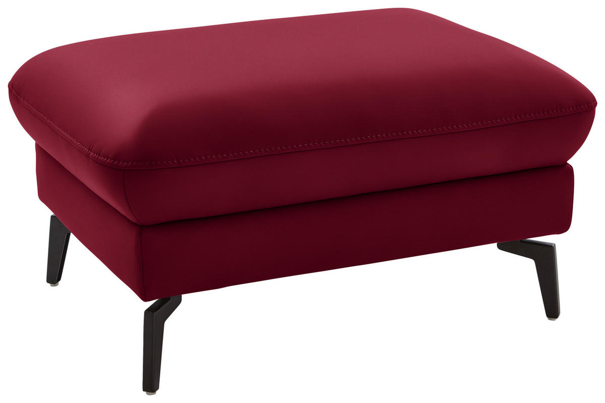 ECKSOFA in Echtleder Rot  - Rot/Schwarz, Natur, Leder/Metall (281/168cm) - Valdera