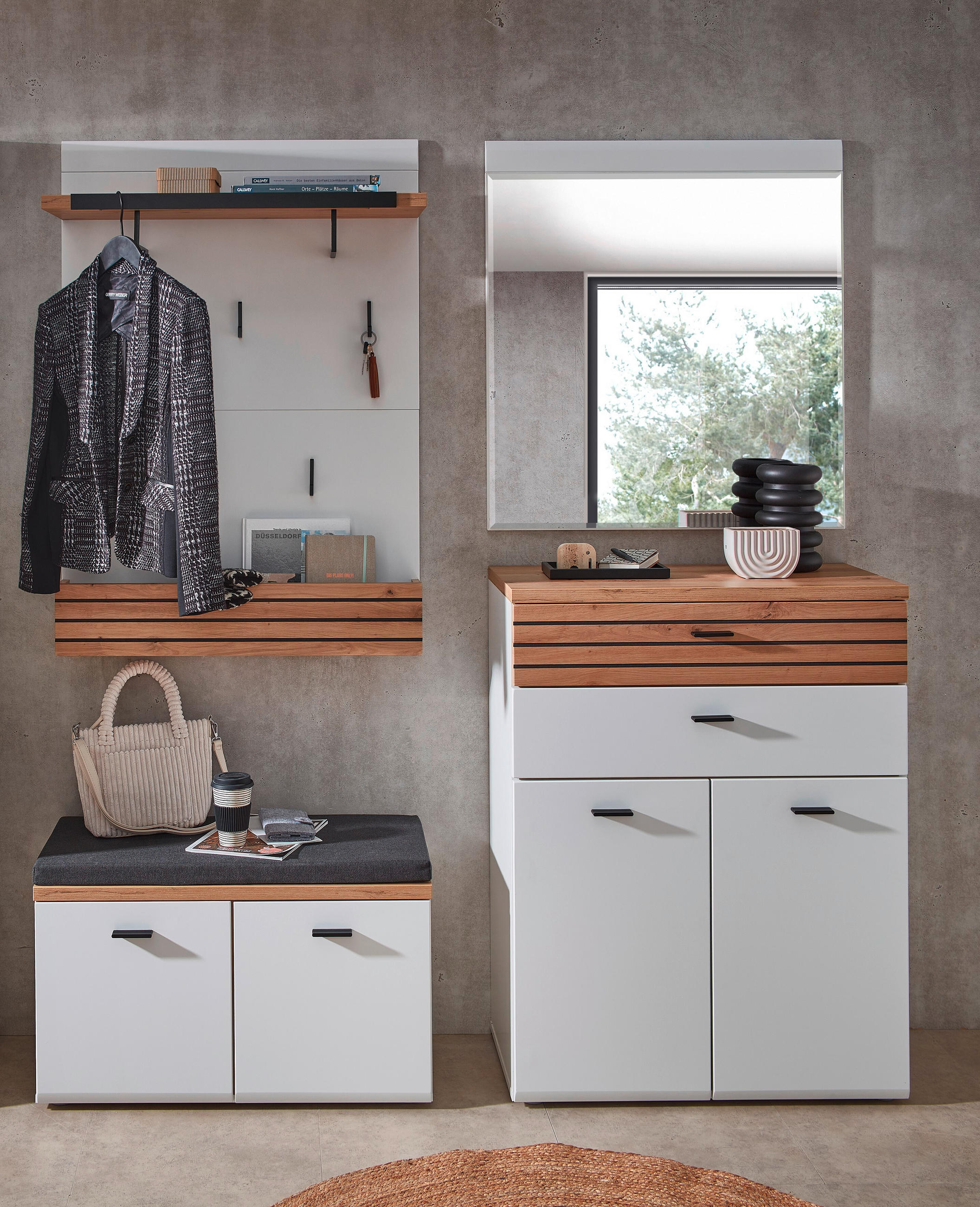 GARDEROBE in 175/201/40 cm - Weiss/Schwarz, Design, Glas/Holzwerkstoff (175/201/40cm) - Livetastic
