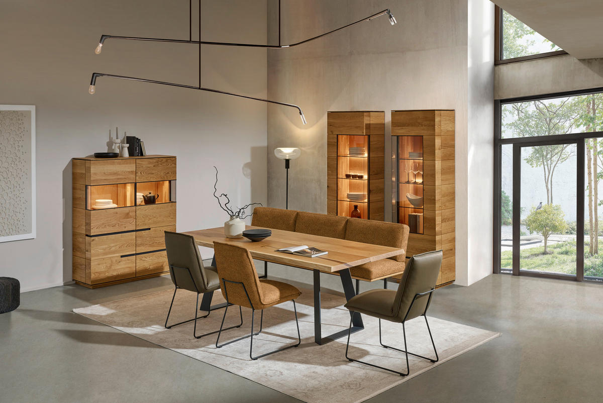 STUHL  Stoff-/Lederauswahl Webstoff  - Cognac/Graphitfarben, Design, Textil/Metall (52/85/66cm) - Cassando