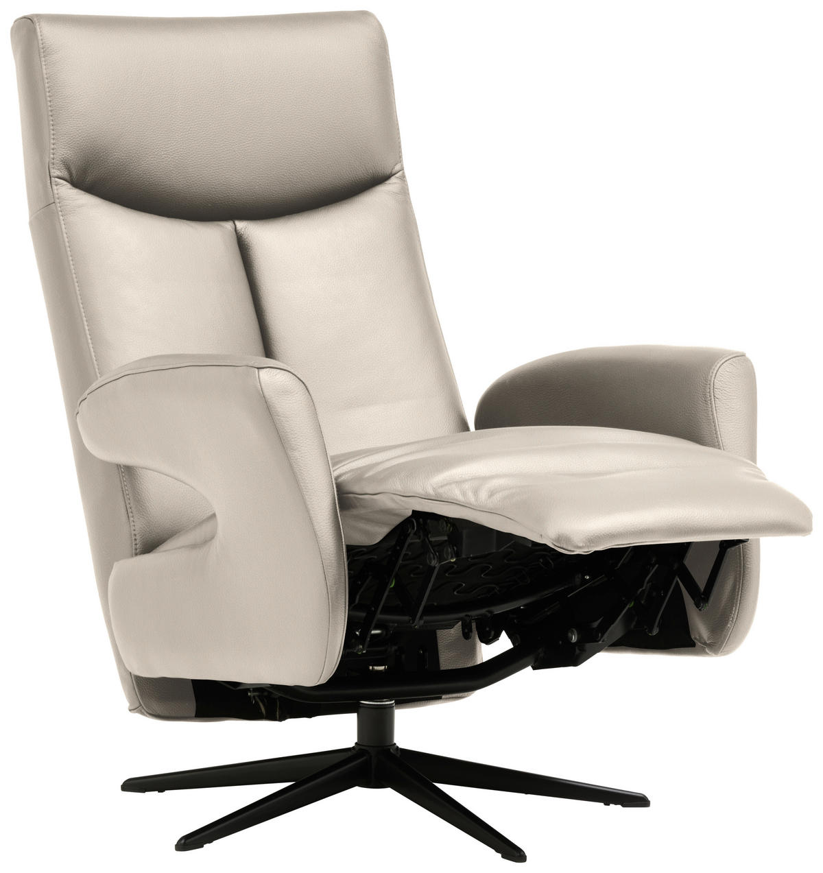 RELAXSESSEL in Leder Creme  - Creme/Schwarz, Design, Leder/Metall (74/105/82cm) - Welnova