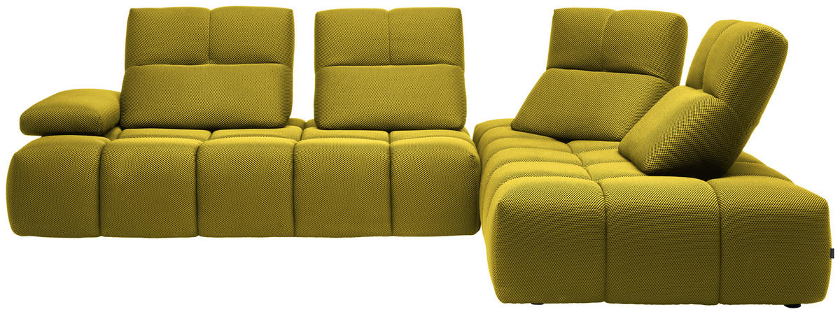 ECKSOFA in Struktur Gelb  313/233 cm  - Gelb/Schwarz, Design, Kunststoff/Textil (313/233cm) - Belluti