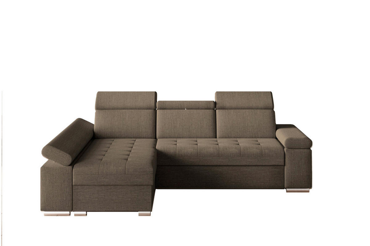 ECKSOFA TORONTO in Webstoff Braun  - Silberfarben/Braun, Design, Textil (168/260cm) - MID.YOU