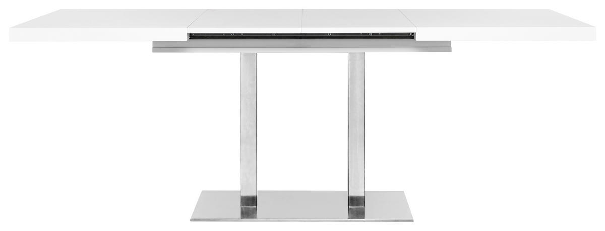 ESSTISCH Weiß, Edelstahlfarben rechteckig  ausziehbar  - Edelstahlfarben/Weiß, KONVENTIONELL, Holzwerkstoff/Metall (120/80/74cm) - MID.YOU