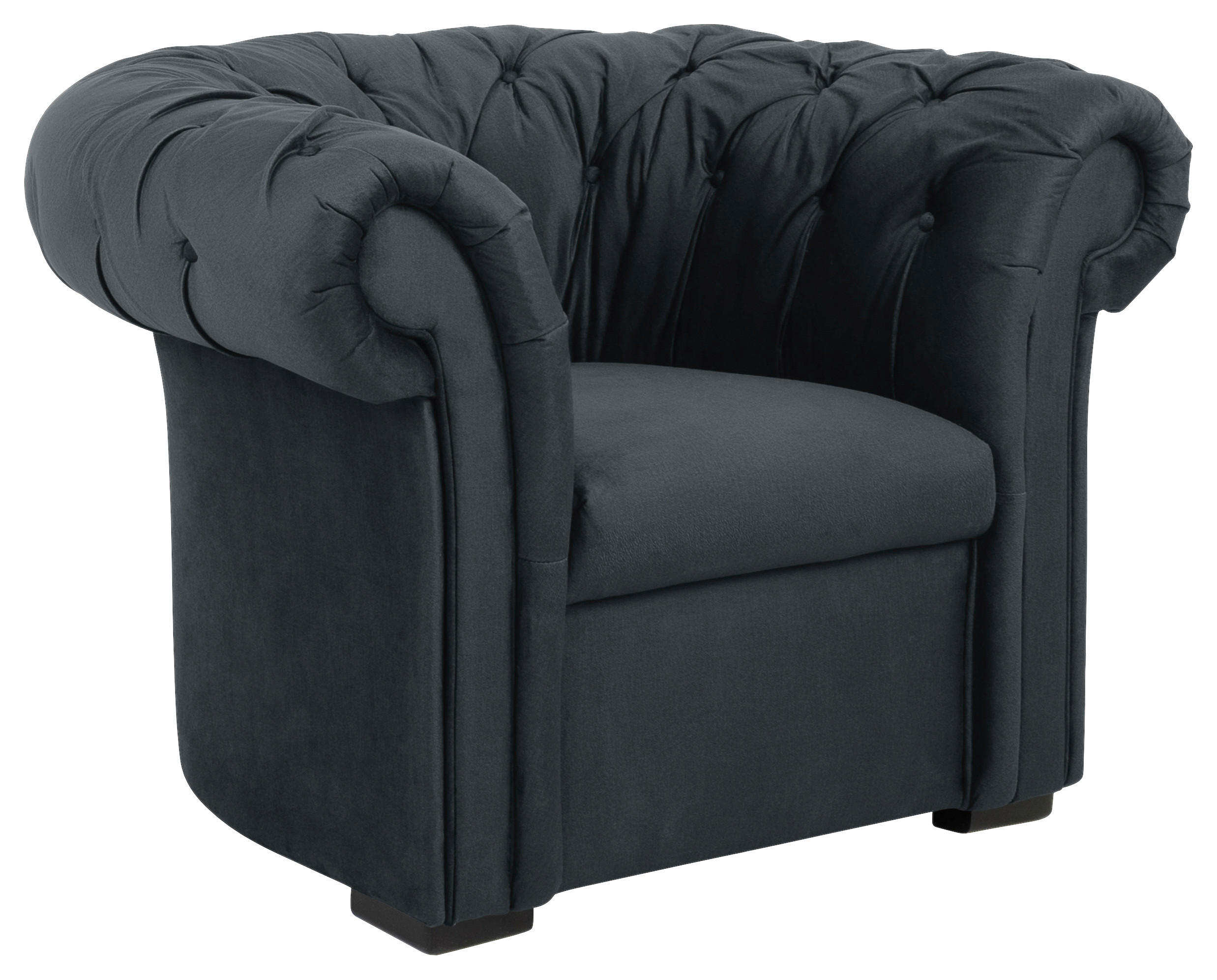 CHESTERFIELD-FOTEL - fekete/antracit, Design, textil/fa (114/78/91cm) - MID.YOU