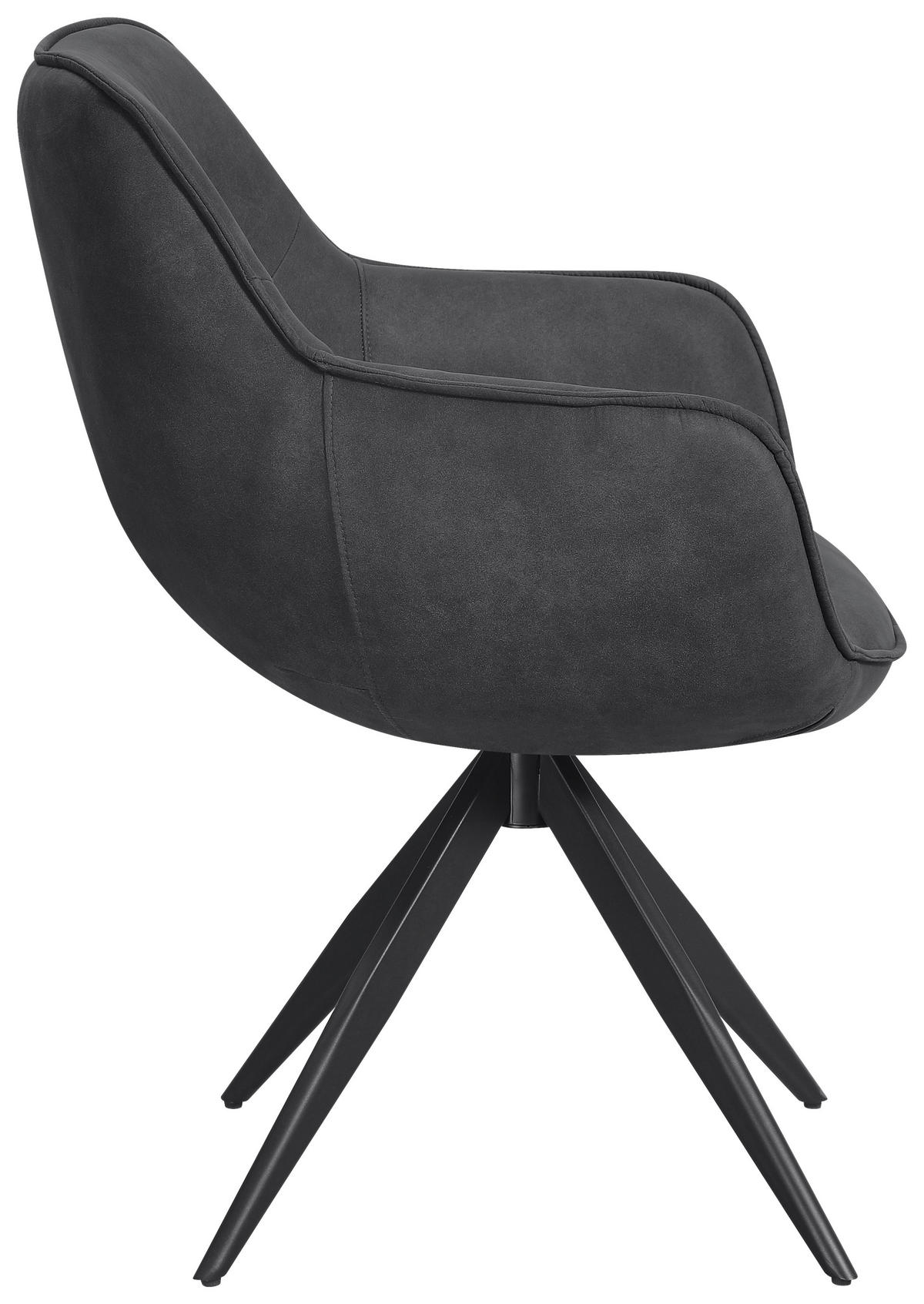 ARMLEHNSTUHL  in Eisen Mikrofaser  - Dunkelgrau/Schwarz, Design, Textil/Metall (64/86/63cm) - Carryhome