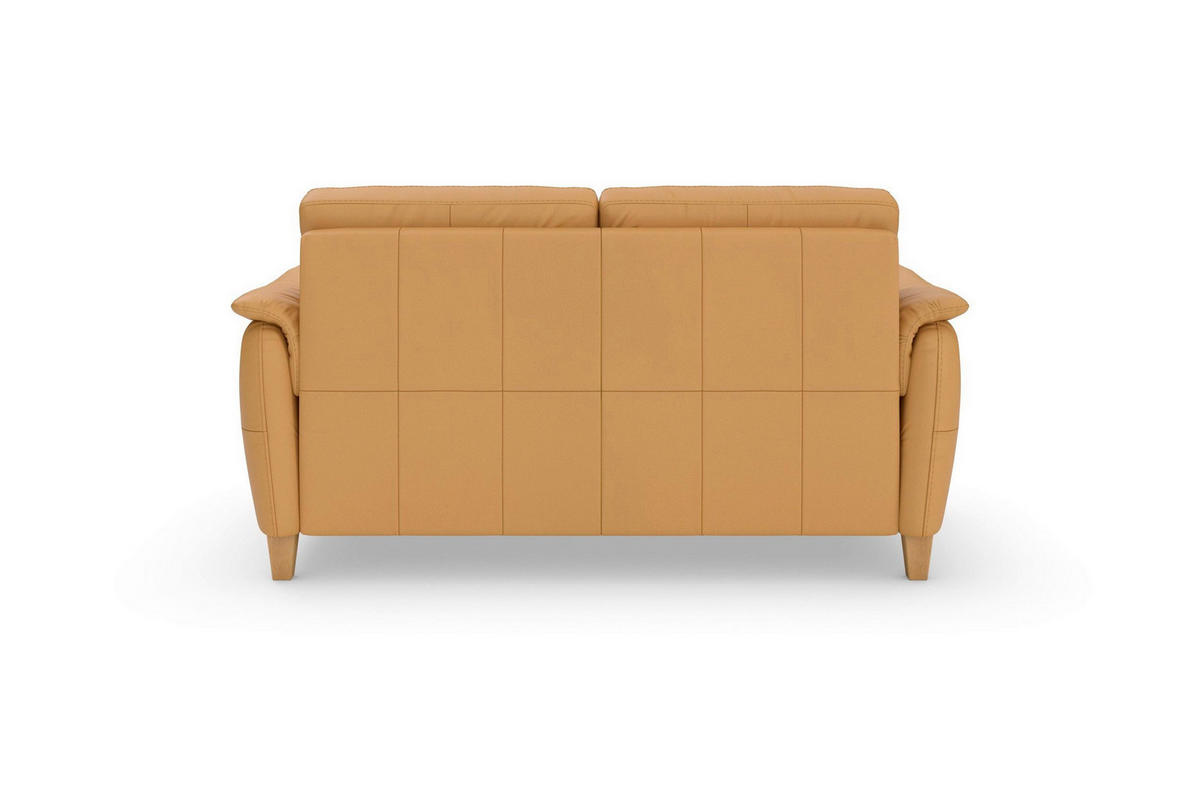 3-SITZER-SOFA PALMERA E Echtleder Currygelb  - Currygelb/Eichefarben, Basics, Leder/Holz (179/89/89cm) - Sit & More