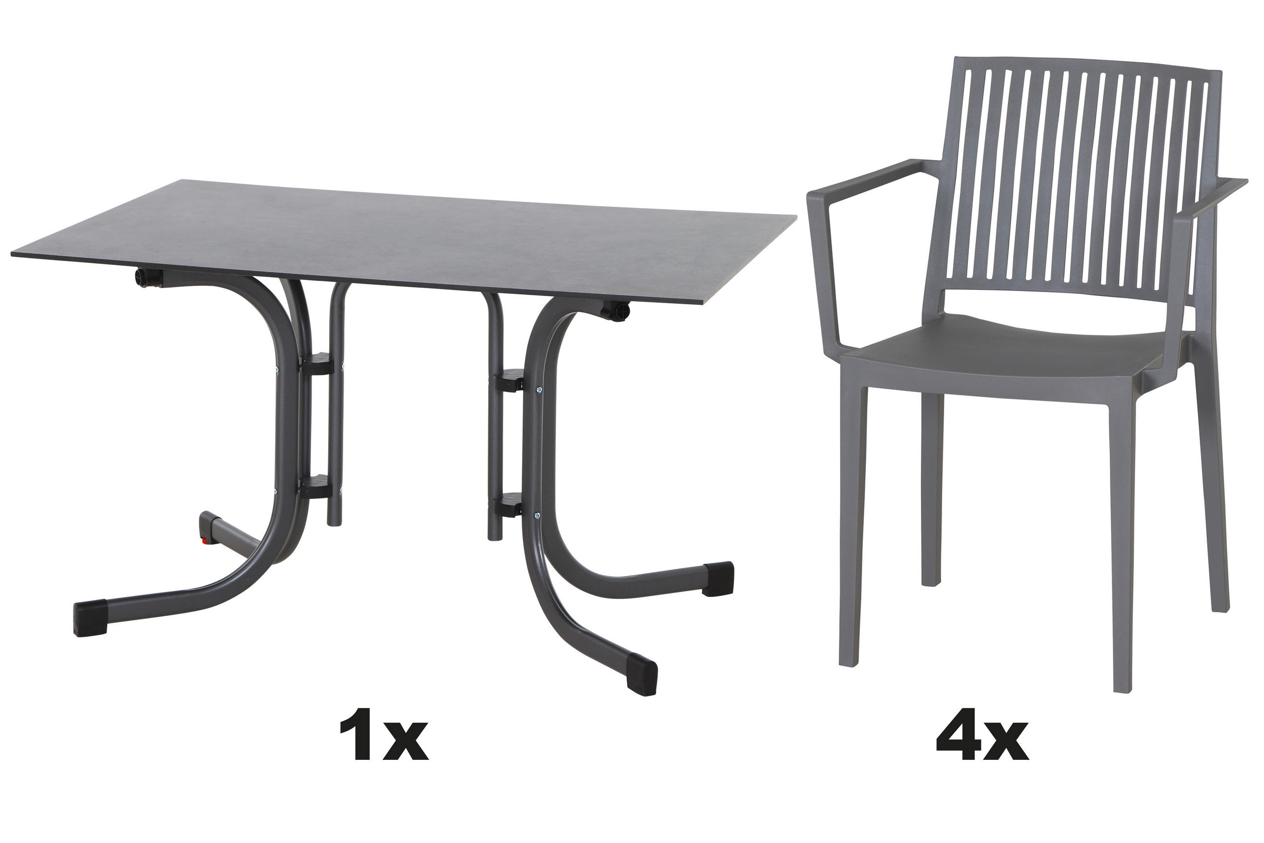 GARTENGARNITUR 5-teilig  - Anthrazit/Grau, Basics, Holzwerkstoff/Kunststoff (80/8/120cm) - Siena Garden