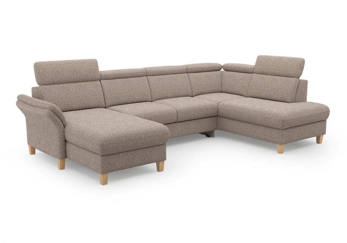 WOHNLANDSCHAFT GLENDALE E Cappuccino Chenille  - Eichefarben/Cappuccino, KONVENTIONELL, Holz/Textil (166/321/193cm) - Sit & More