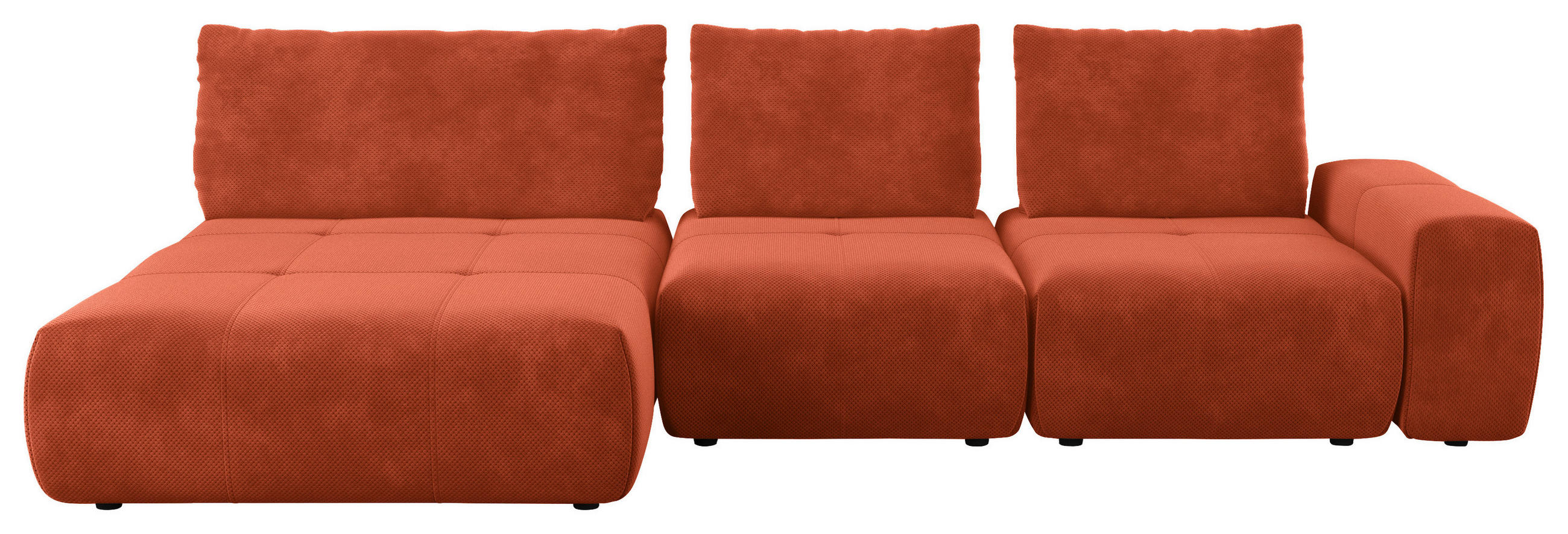 ECKSOFA in Velours Terracotta  - Terracotta/Schwarz, Design, Kunststoff/Textil (174/347cm) - Xora