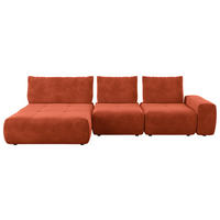 ECKSOFA in Velours Terracotta  174/347 cm  - Terracotta/Schwarz, Design, Kunststoff/Textil (174/347cm) - Xora