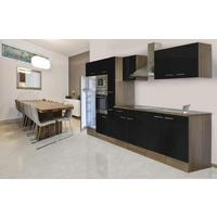 KÜCHENBLOCK 360 cm   in Schwarz, Eichefarben  - Eichefarben/Schwarz, MODERN, Holzwerkstoff (360cm) - Respekta