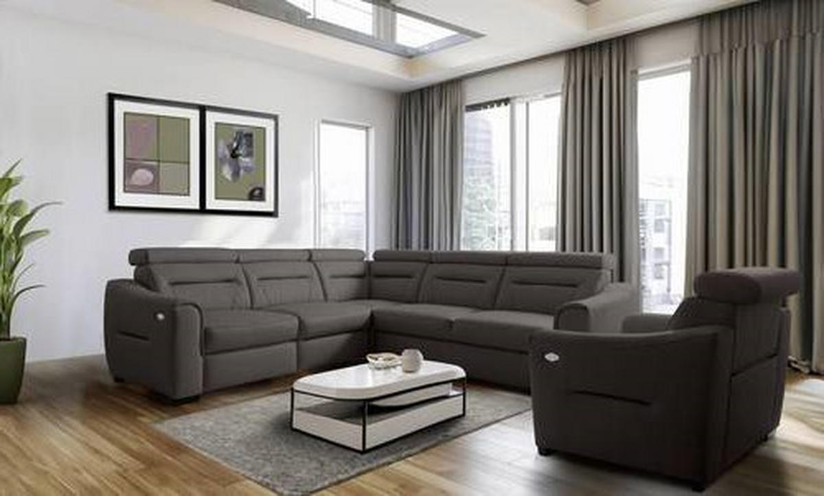 ECKSOFA Lederlook Echtleder Dunkelbraun  - Wengefarben/Dunkelbraun, Design, Leder/Holz (260/260cm) - Celina Home