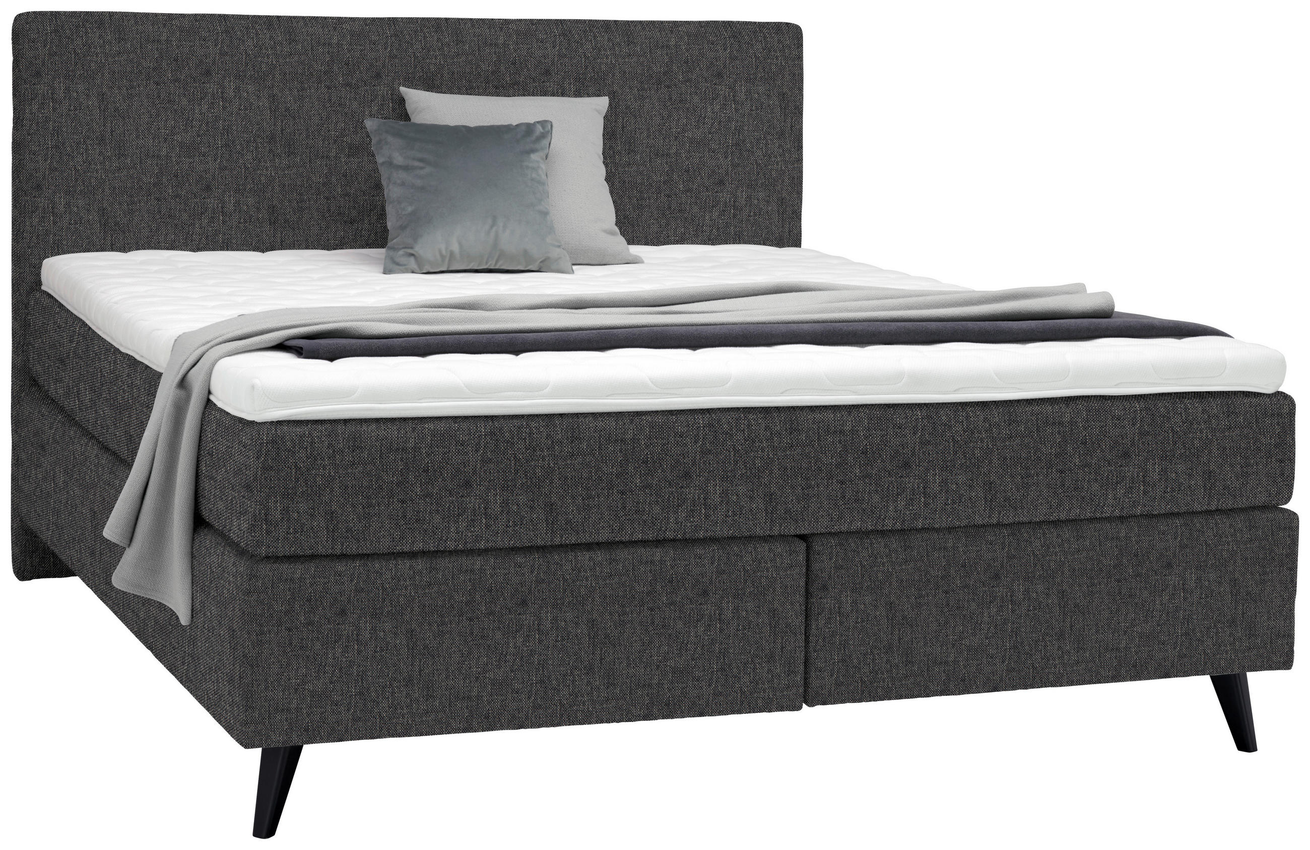 BOXSPRINGBETT 180/200 cm  in Dunkelgrau  - Dunkelgrau/Schwarz, Konventionell, Holz/Textil (180/200cm) - Voleo
