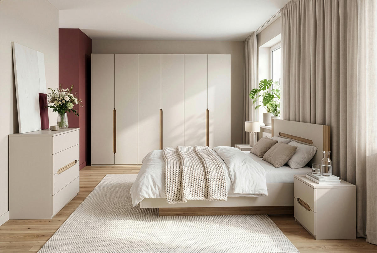 POSTELJA   x  , leseni material peščene barve  - barve hrasta/peščene barve, Moderno, leseni material (180/200cm) - Hom`in