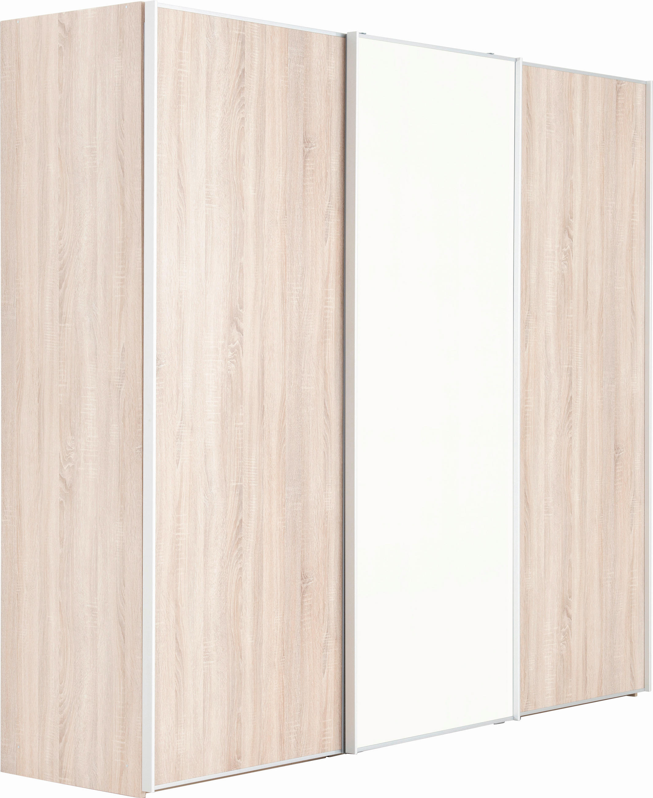 SCHWEBETÜRENSCHRANK 249/222/68 cm 3-türig Sonoma Eiche  - Alufarben/Sonoma Eiche, KONVENTIONELL, Glas/Holzwerkstoff (249/222/68cm) - Moderano