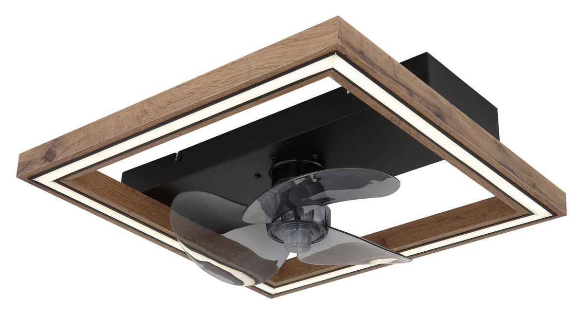 DECKENVENTILATOR    44/44/13,5 cm  - Dunkelbraun/Opal, Natur, Holzwerkstoff/Kunststoff (44/44/13,5cm) - Globo