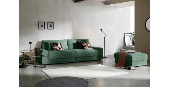 BIGSOFA in Cord Dunkelgrün  - Dunkelgrün/Schwarz, MODERN, Kunststoff/Textil (278/93/112cm) - Carryhome