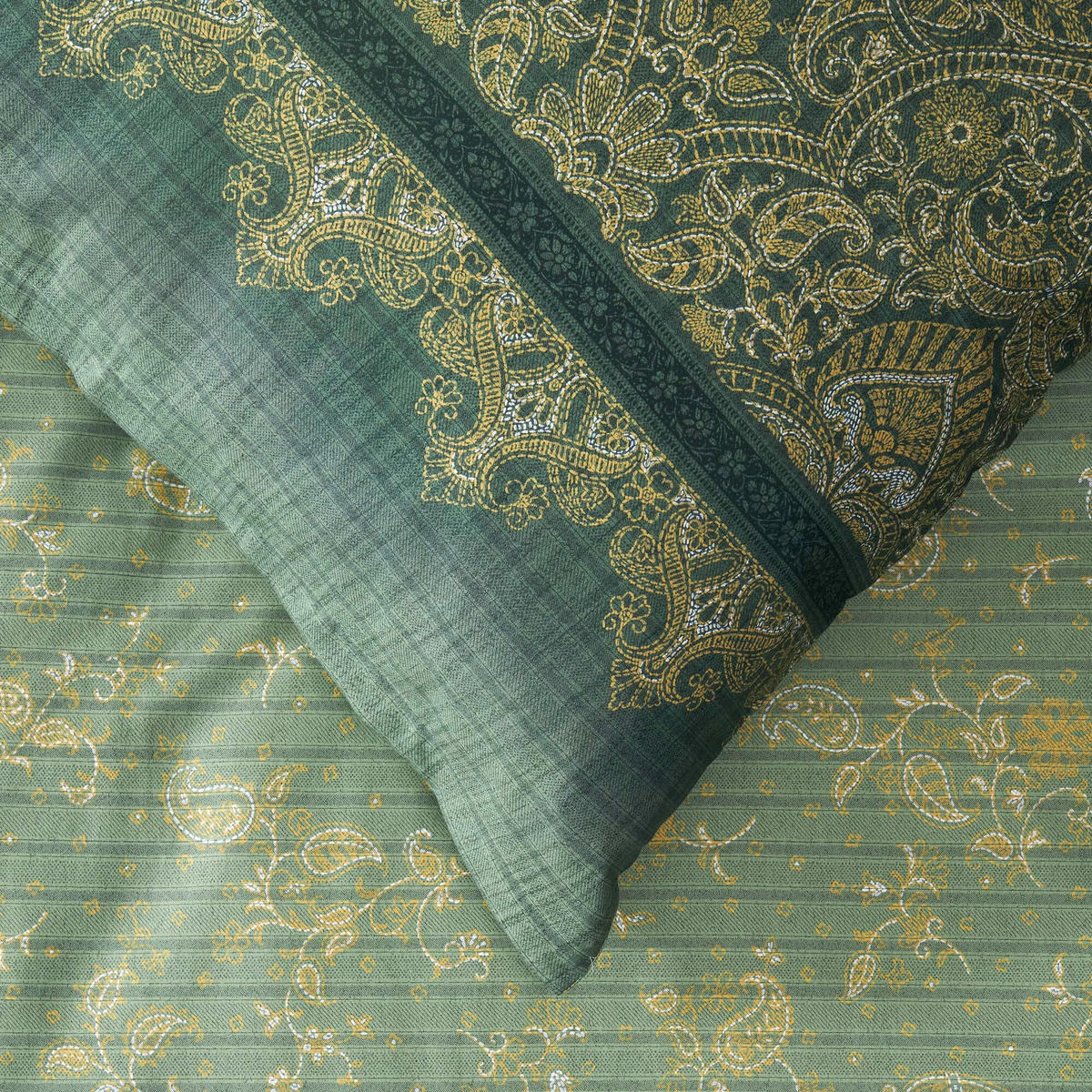 POSTELJINA Tivoli 140/200 cm saten zelena  - zelena, Konvencionalno, tekstil (140/200cm) - Bassetti