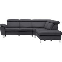 ECKSOFA in Flachgewebe, Mikrofaser Anthrazit  - Anthrazit/Beige, Design, Textil/Metall (271/239cm) - Cantus