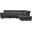 ECKSOFA in Flachgewebe, Mikrofaser Anthrazit  271/239 cm  - Anthrazit/Beige, Design, Textil/Metall (271/239cm) - Cantus