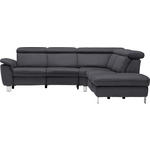 ECKSOFA in Flachgewebe, Mikrofaser Anthrazit  271/239 cm  - Anthrazit/Beige, Design, Textil/Metall (271/239cm) - Cantus