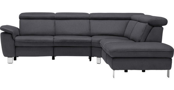 ECKSOFA in Flachgewebe, Mikrofaser Anthrazit  271/239 cm  - Anthrazit/Beige, Design, Textil/Metall (271/239cm) - Cantus