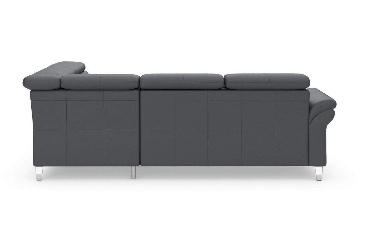 ECKSOFA ARNGAST E Schwarz Echtleder Kopfteilverstellung  - Chromfarben/Schwarz, Basics, Leder/Metall (245/194cm) - Sit & More