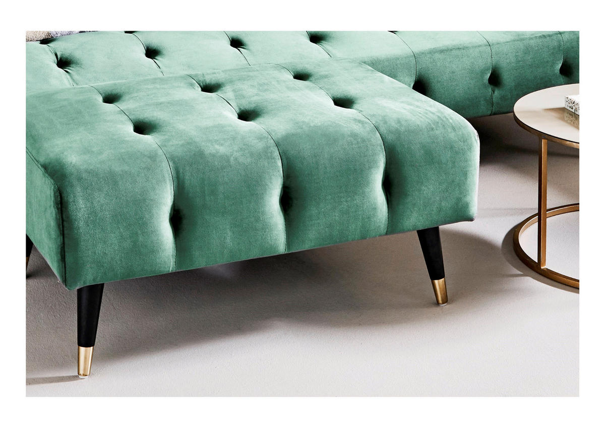 ECKSCHLAFSOFA CHILLAX DREAM CORNER EU Grün Samt  - Goldfarben/Schwarz, MODERN, Holz/Textil (213/153/173cm) - Livetastic