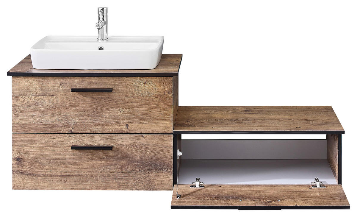 UNTERSCHRANK 71/27,5/44 cm   - Eichefarben/Schwarz, Design, Holzwerkstoff (71/27,5/44cm) - Xora