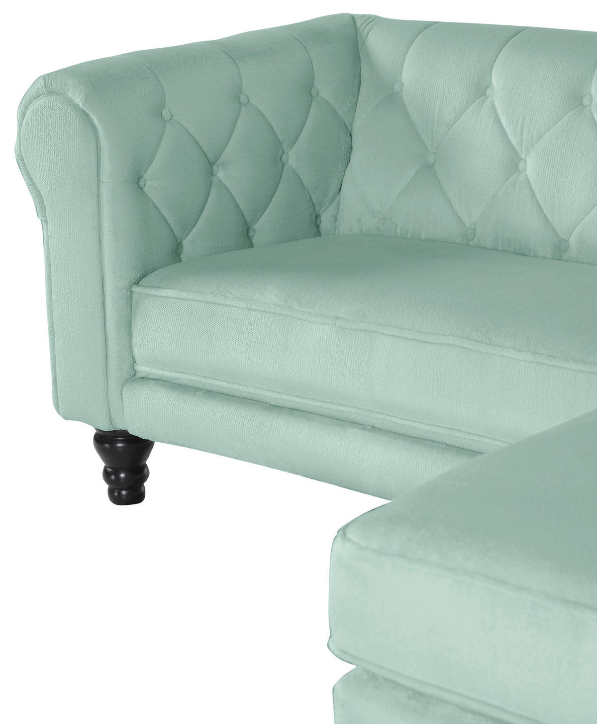 ECKSOFA in Plüsch Mintgrün  260/160 cm  - Dunkelbraun/Mintgrün, Design, Holz/Textil (260/160cm) - MID.YOU