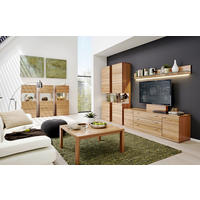 WOHNWAND Kanto  in Buchefarben  345/218/49 cm  - Edelstahlfarben/Buchefarben, KONVENTIONELL, Glas/Holz (345/218/49cm) - Musterring