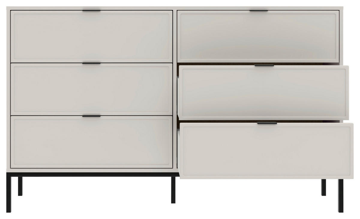 KOMMODE , 150/92/40 cm, 6 Schublade(n)  - Kaschmir/Schwarz, Design, Holzwerkstoff/Metall (150/92/40cm) - MID.YOU