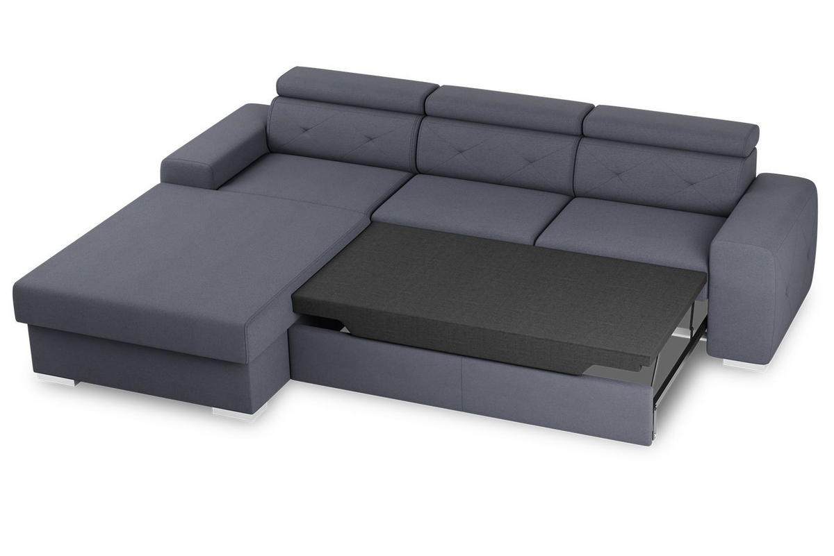 ECKSCHLAFSOFA in Blau, Grau Textil   - Blau/Silberfarben, Design, Textil (195/296cm) - MID.YOU