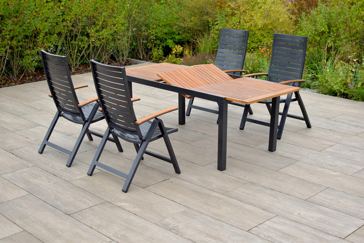 GARTENSET 5-teilig  - Graphitfarben/Naturfarben, MODERN, Holz/Metall - Gardenson