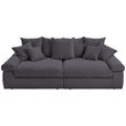 BIGSOFA in Cord Dunkelgrau  - Dunkelgrau/Schwarz, Design, Kunststoff/Textil (260/90/140cm) - Ambia Home