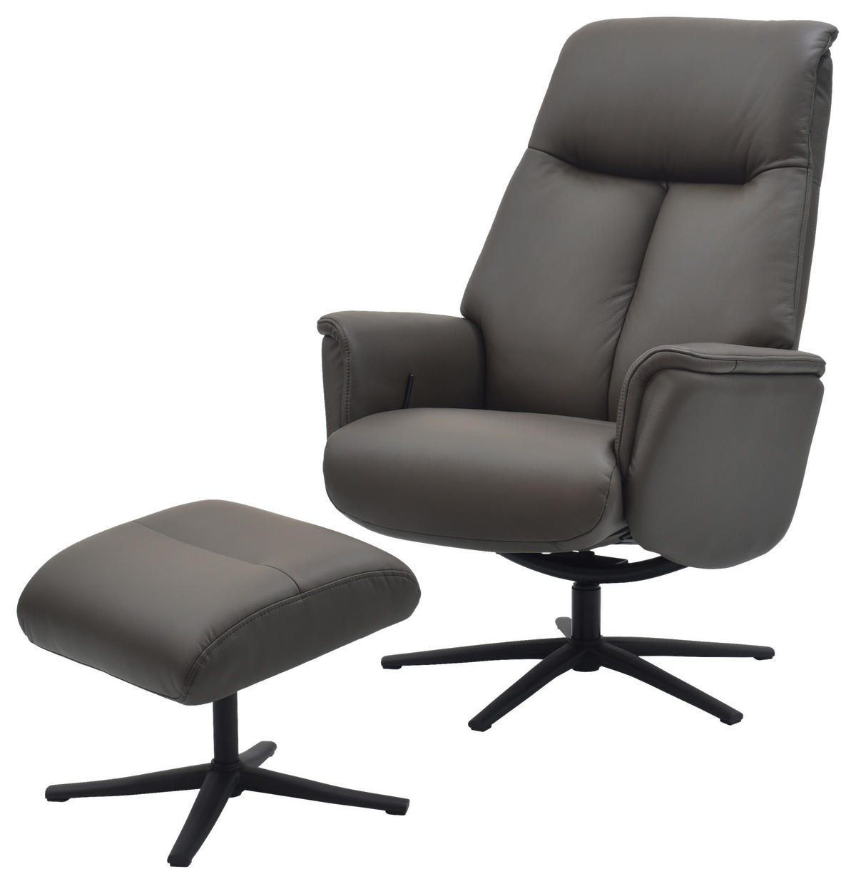 RELAXSESSELSET Lederlook Echtleder    - Dunkelbraun/Schwarz, Design, Leder/Holz (72/109/86/111/81cm) - Livetastic