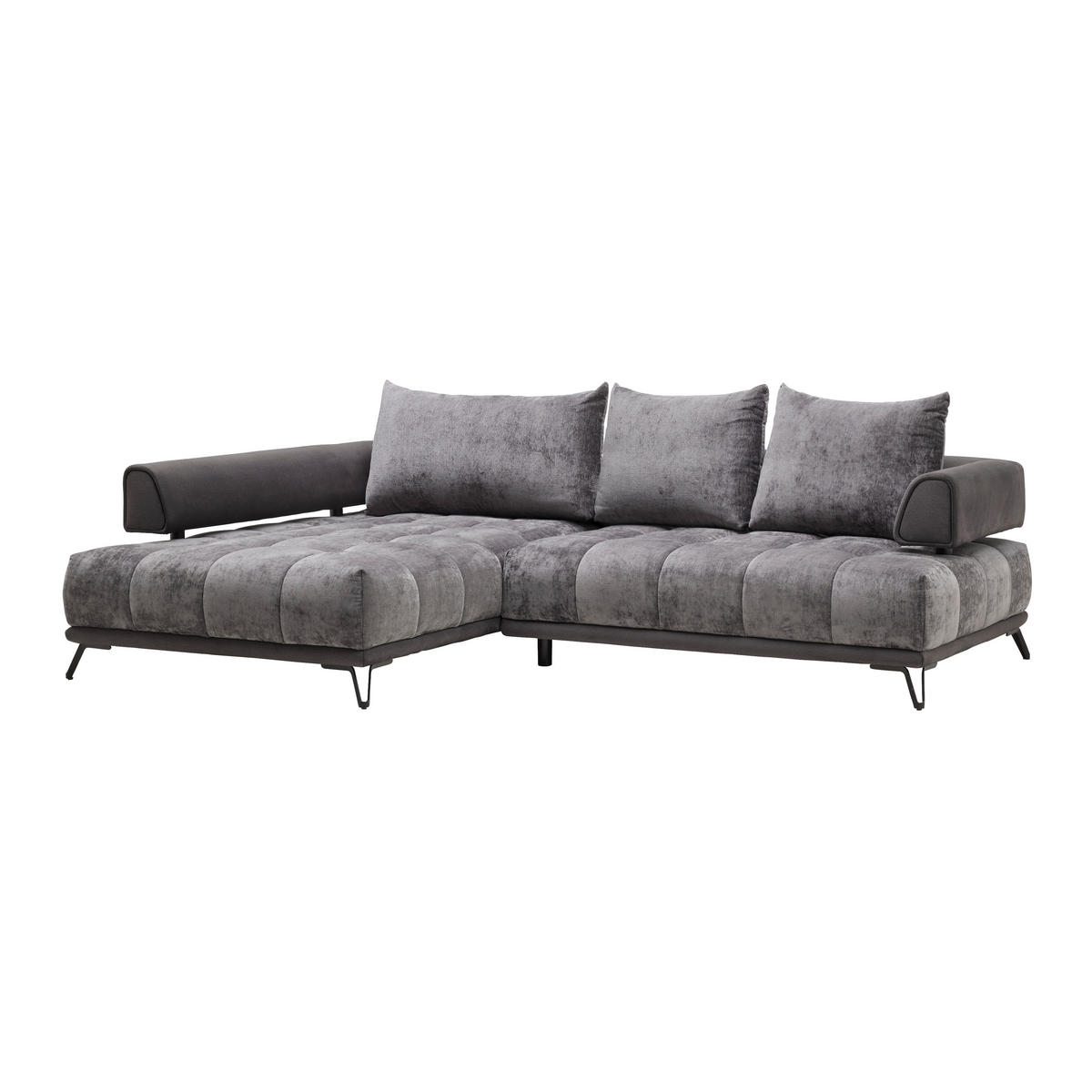 HÖRNSOFFA i grafitfärgad  - grafitfärgad/svart, Modern, metall/textil (184/262cm) - MID.YOU
