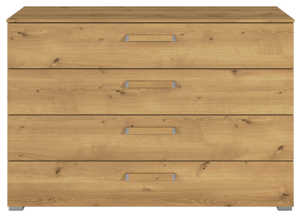 KOMMODE  in 120/81/42 cm  - Eichefarben/Silberfarben, Design, Holzwerkstoff/Kunststoff (120/81/42cm) - Novel