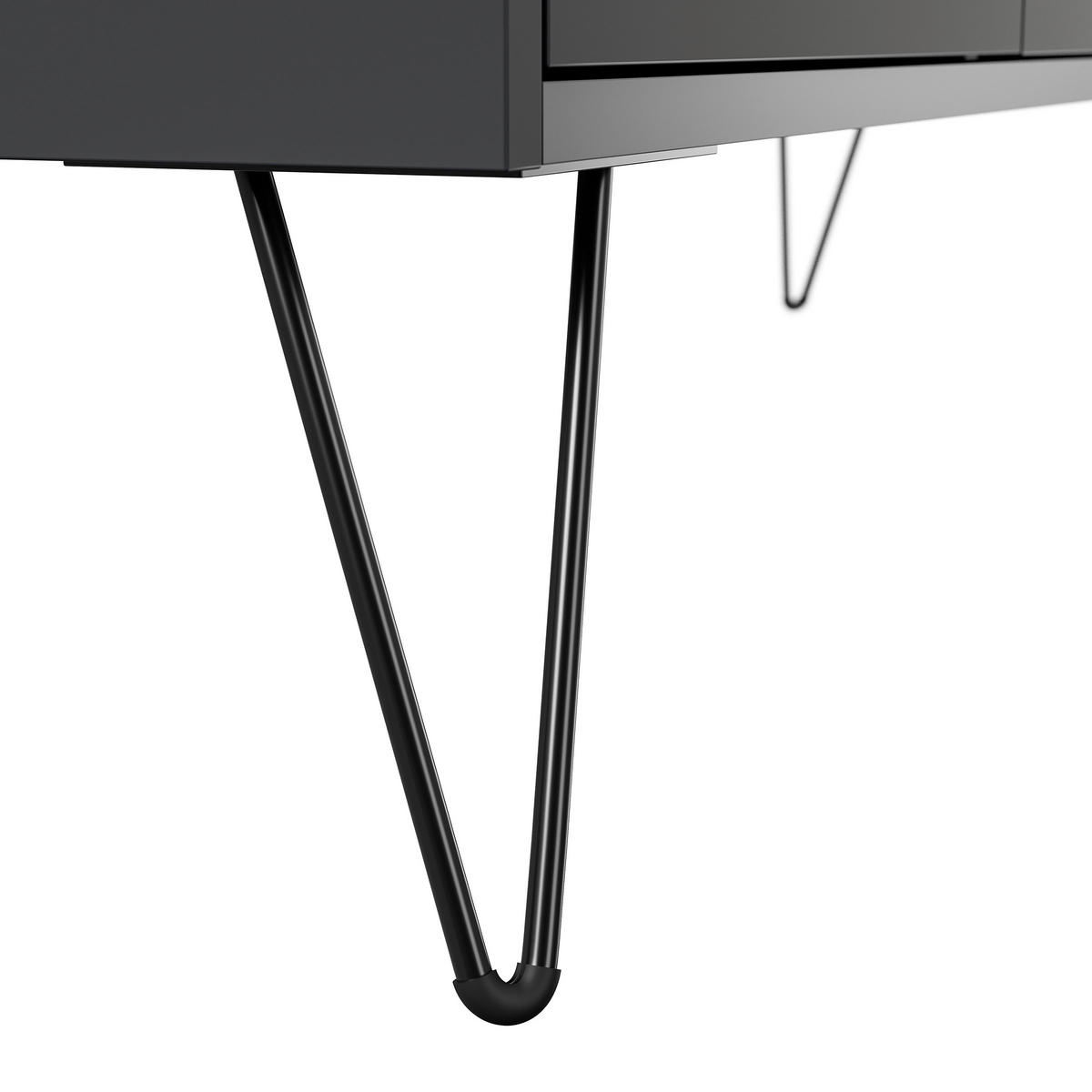 SIDEBOARD Posseik Industrial  in 99/75,8/42 cm  - Graphitfarben/Schwarz, Design, Holzwerkstoff/Metall (99/75,8/42cm) - P & B