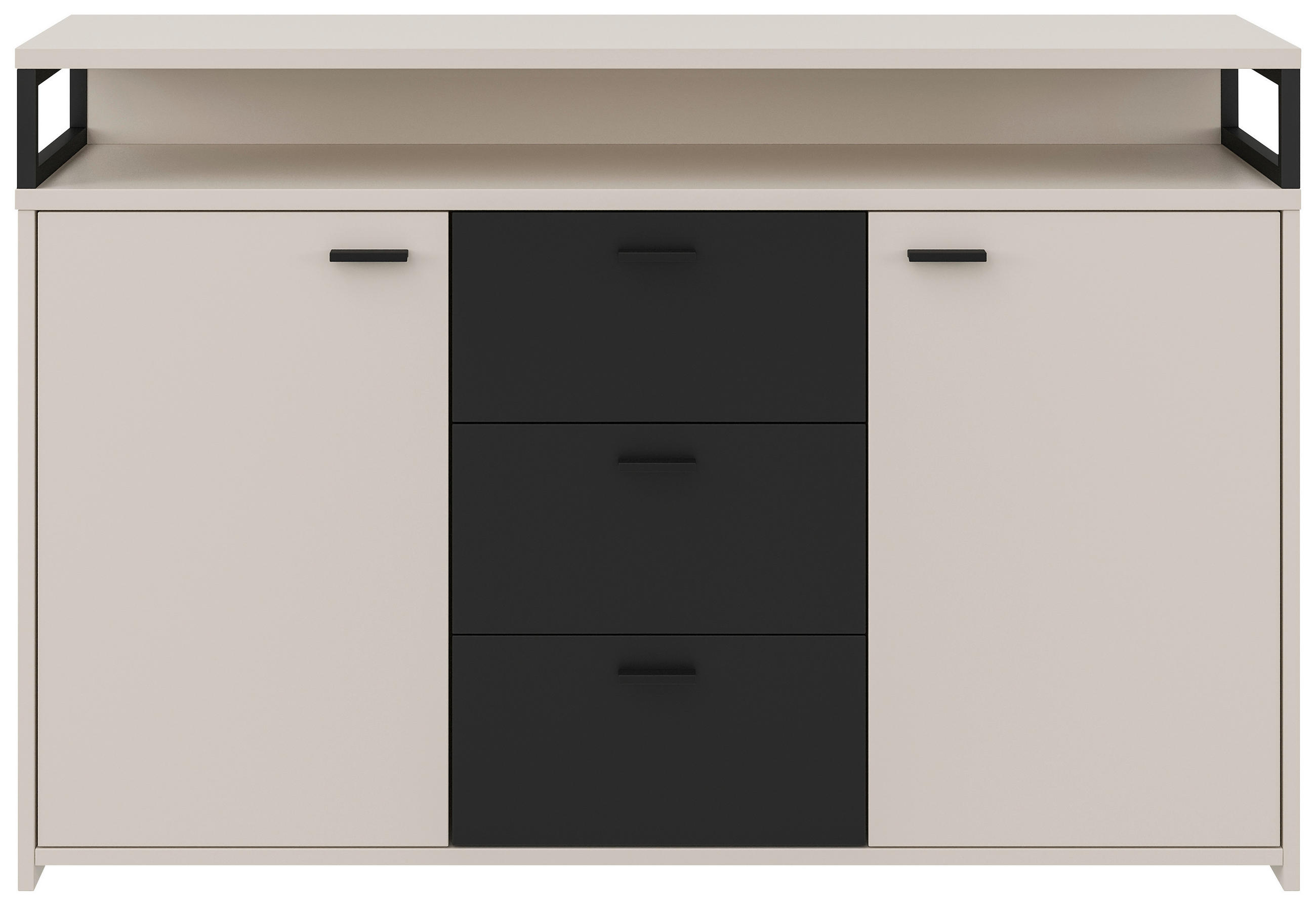 SIDEBOARD  in 134/87,8/38 cm  - Kaschmir/Schwarz, KONVENTIONELL, Holzwerkstoff/Kunststoff (134/87,8/38cm) - Xora