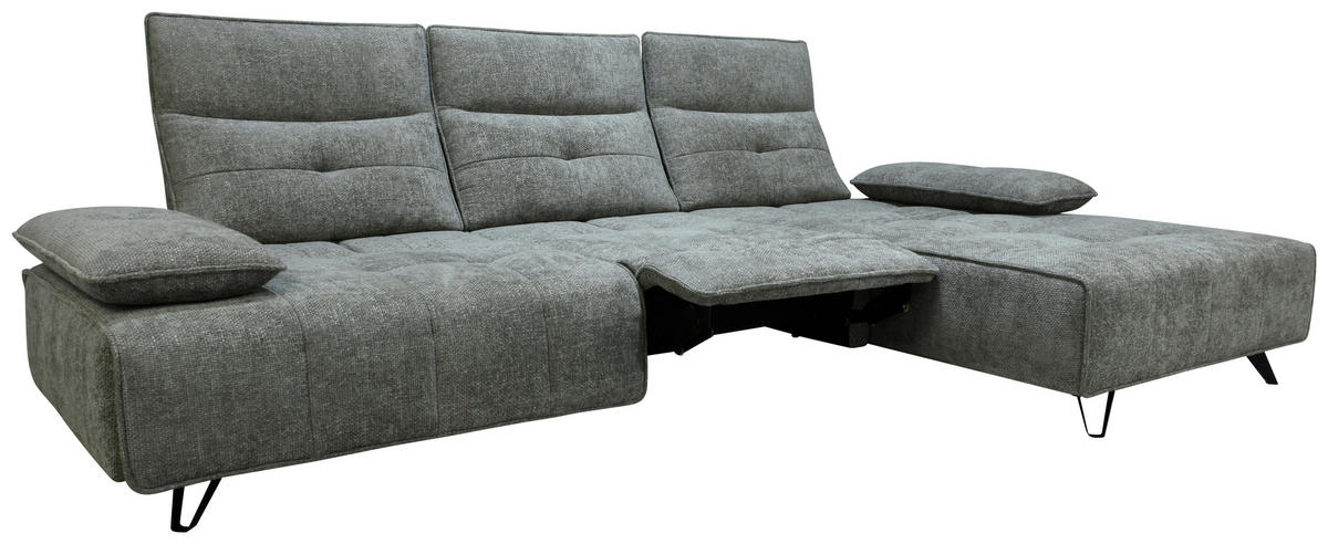 ECKSOFA Grau Chenille  - Schwarz/Grau, Design, Kunststoff/Textil (314/162cm) - Livetastic