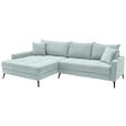 ECKSOFA  in Cord Blaugrau  173/280 cm  - Blaugrau/Schwarz, KONVENTIONELL, Textil/Metall (173/280cm) - Hom`in