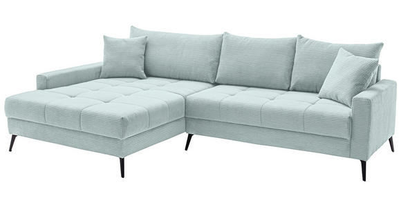 ECKSOFA  in Cord Blaugrau  173/280 cm  - Blaugrau/Schwarz, KONVENTIONELL, Textil/Metall (173/280cm) - Hom`in