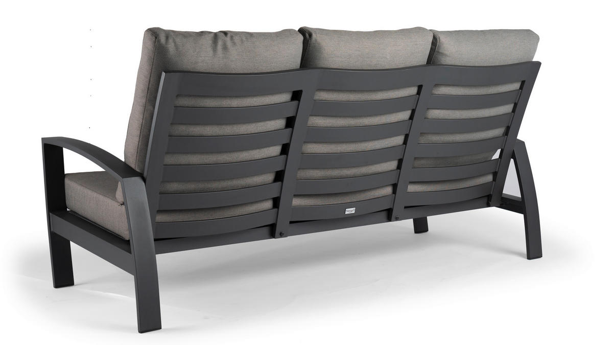 3-SITZER-BANK in Grau, Anthrazit  - Anthrazit/Grau, Basics, Textil/Metall (199/88/88cm) - Tierra Outdoor